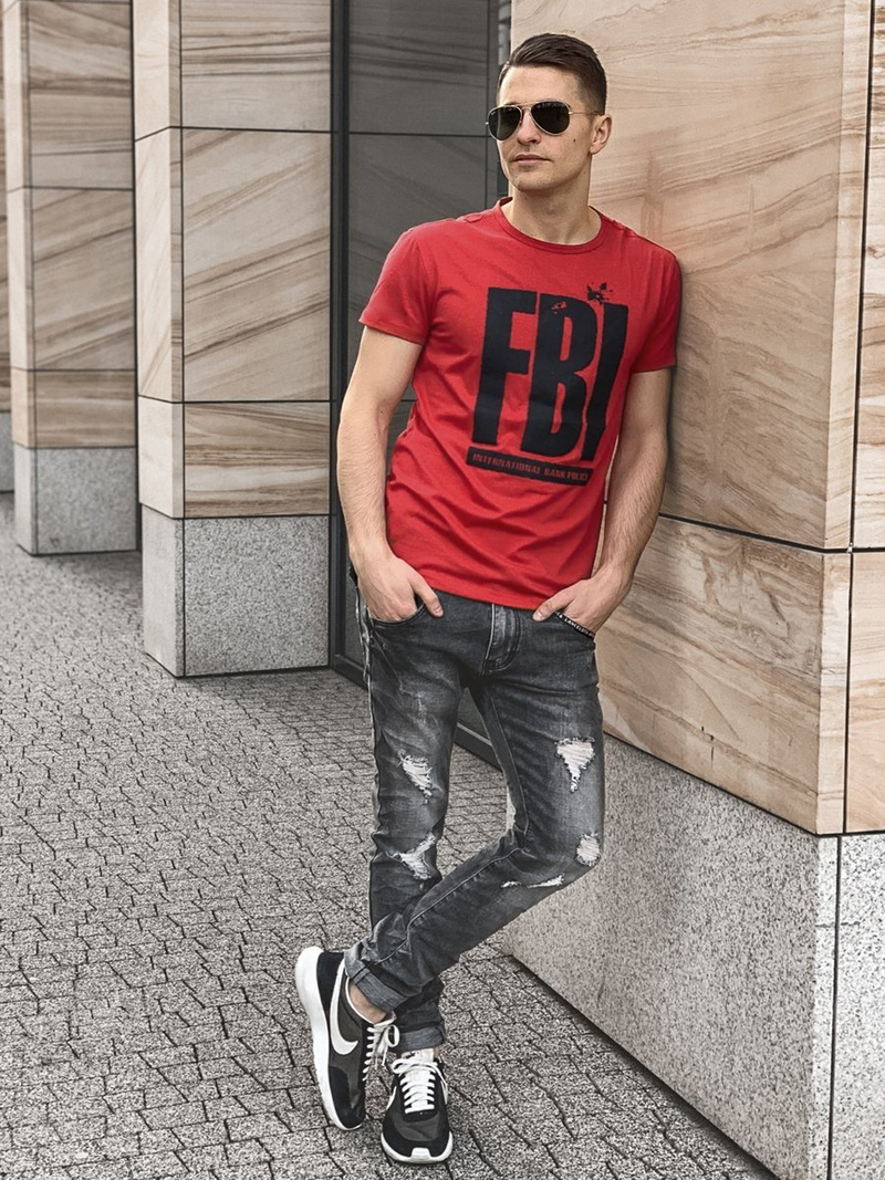 Camiseta de hombre roja OZONEE JS/SS100730Z