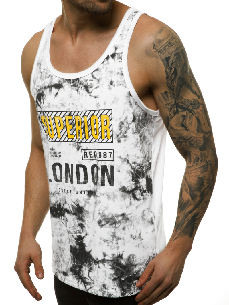 Camiseta sin mangas de hombre blanca OZONEE JS/SS11037