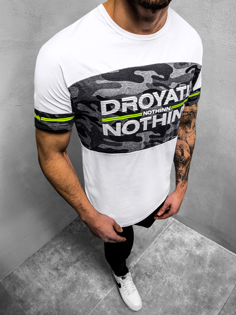 Camiseta de hombre blanca OZONEE JS/SS10976Z