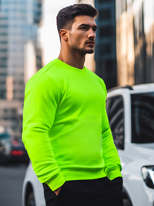 Sudadera de hombre neón verde OZONEE JS/2001-10Z