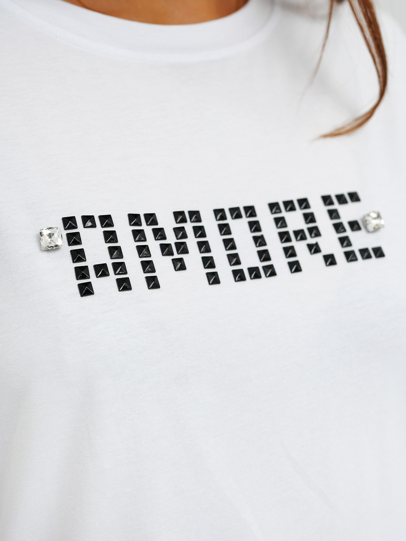 Camiseta de mujer blanco-negro OZONEE JS/YJ77716