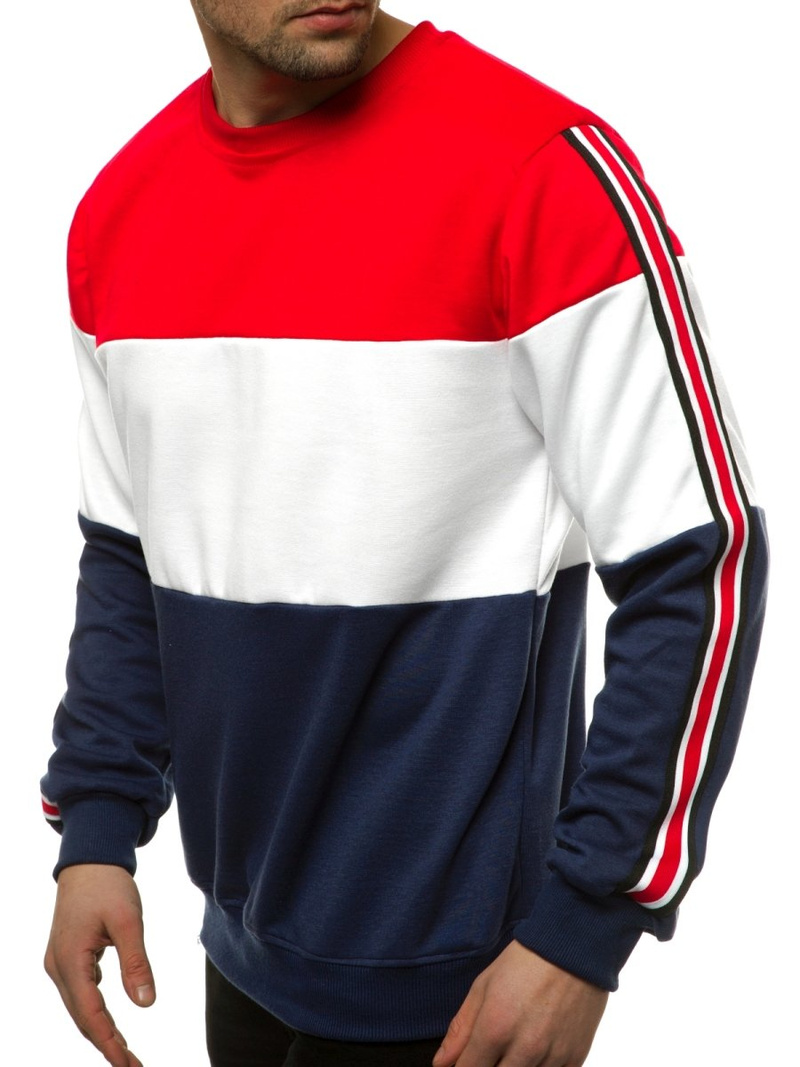 Sudadera de hombre azul marino - roja OZONEE JS/JZ11036