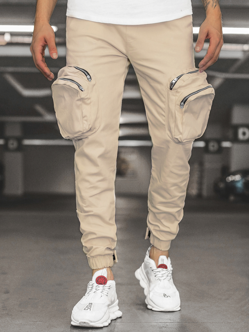Pantalón jogger de hombre beige OZONEE C/2046