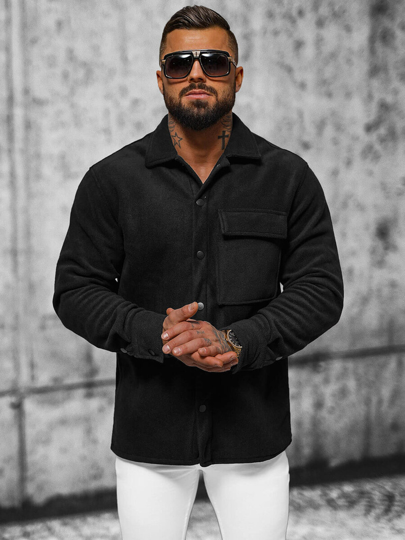 Camisa de hombre negra OZONEE O/GOM23040