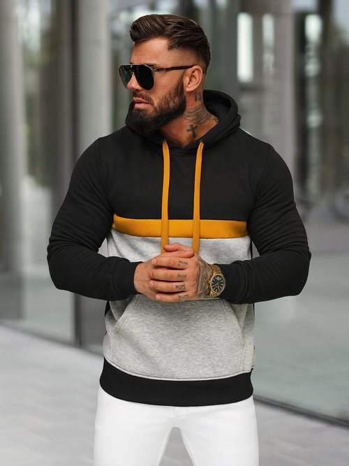 Sudadera de hombre negra OZONEE JS/8B1319/3