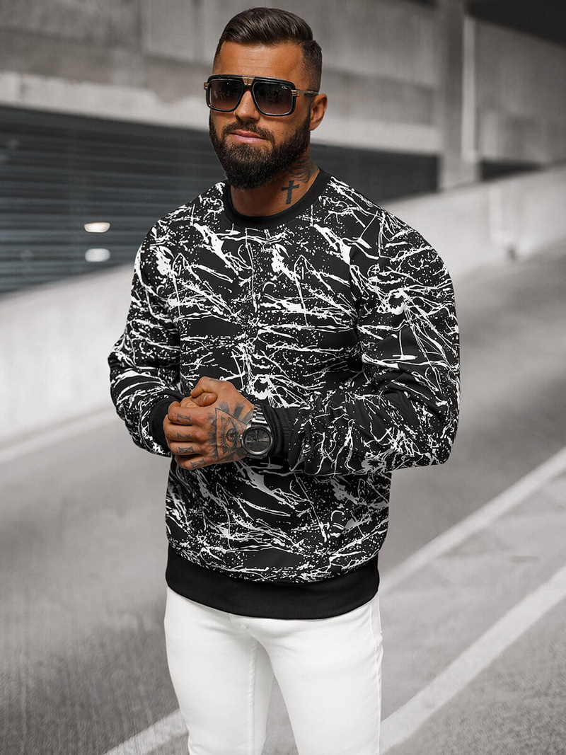 Sudadera de hombre negra OZONEE JS/8B1222/3