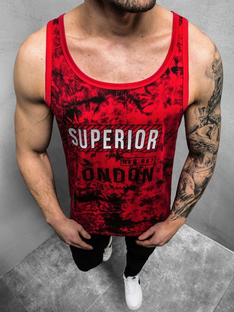 Camiseta sin mangas de hombre roja OZONEE JS/SS11037Z