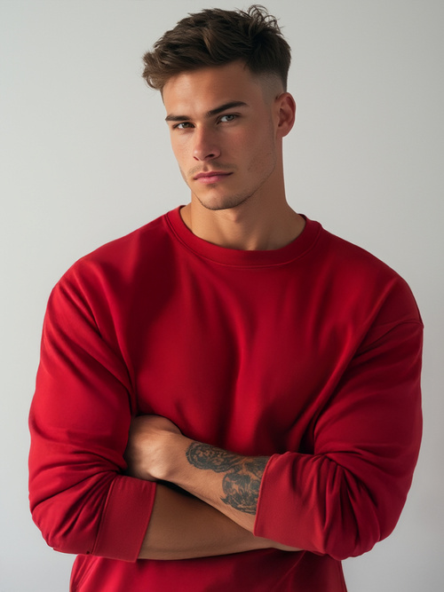 Sudadera de hombrede color rojo oscuro OZONEE JS/2001-10Z