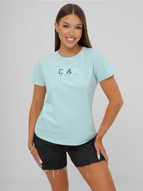Camiseta de mujer azul claro OZONEE JS/RJ77542