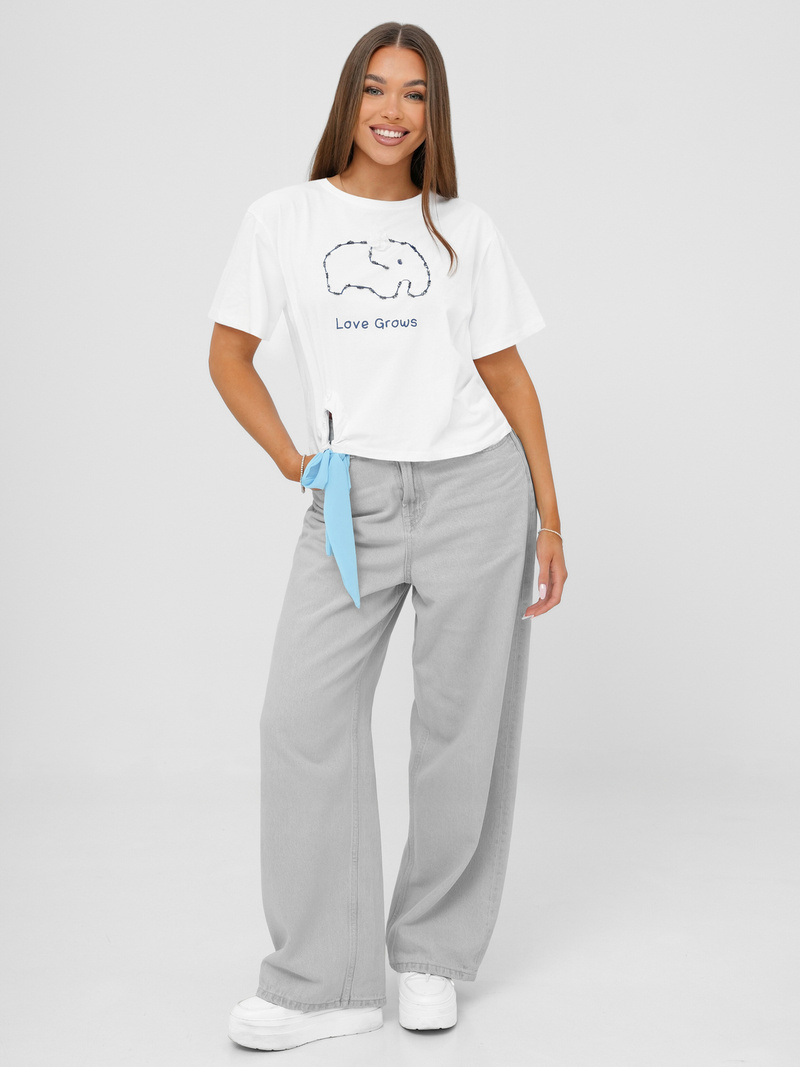 Camiseta de mujer blanco-azul OZONEE JS/RJ77247