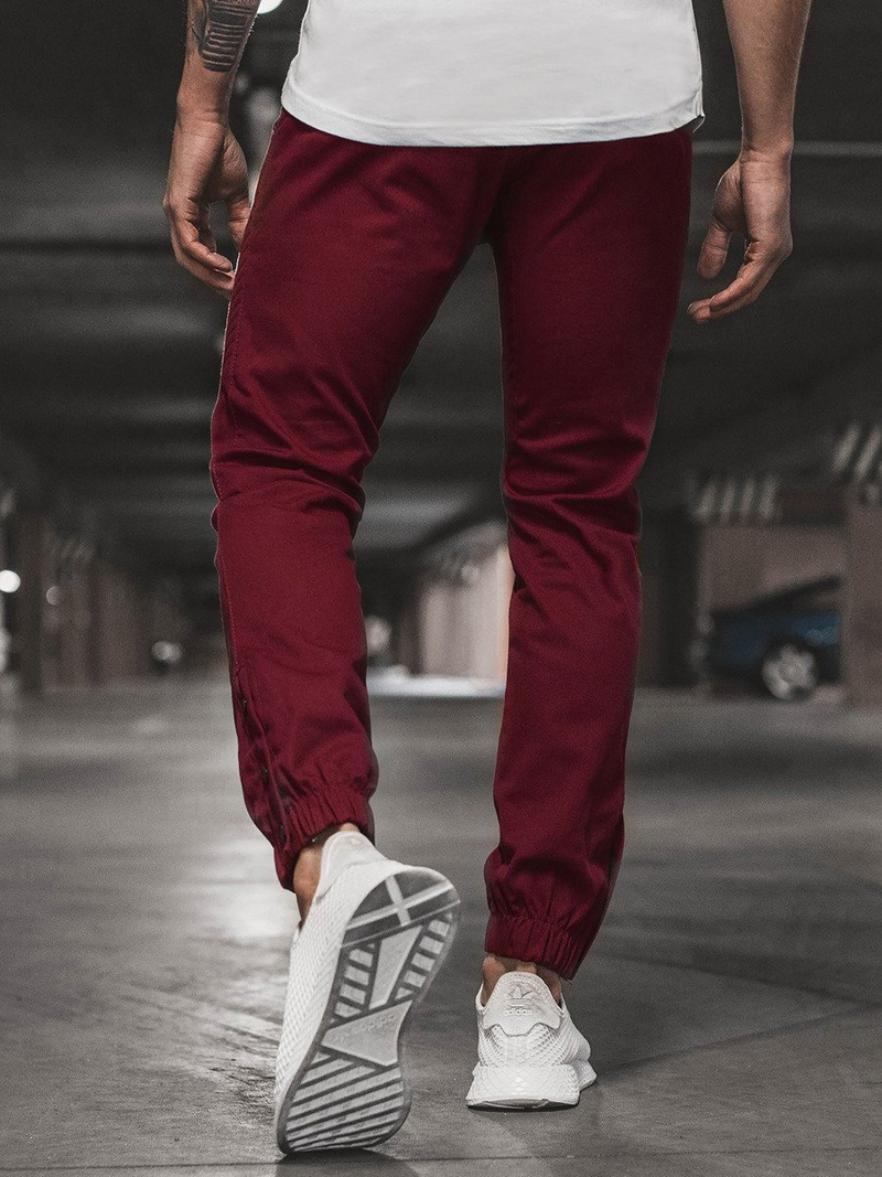 Pantalón chino jogger de hombre burdeos OZONEE A/0952