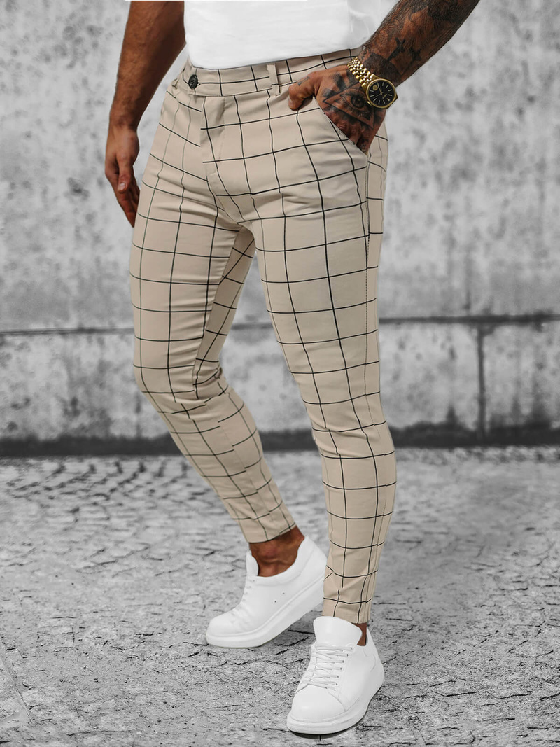 Pantalón chino de hombre beige OZONEE O/P4009