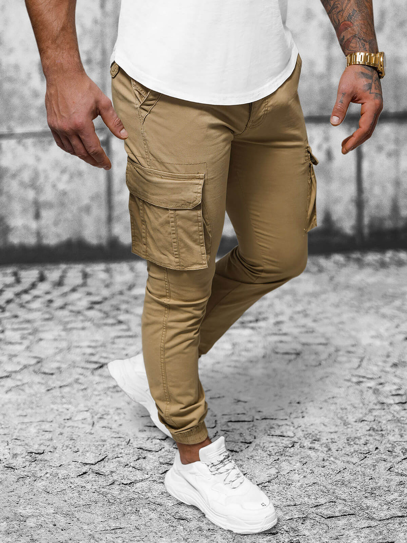 Pantalón chino jogger de hombre beige OZONEE NB/MP0202K