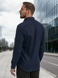 Camisa de hombre azul marino OZONEE V/V188