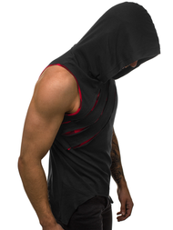 Camiseta sin mangas de hombre negro-roja OZONEE O/1254Z