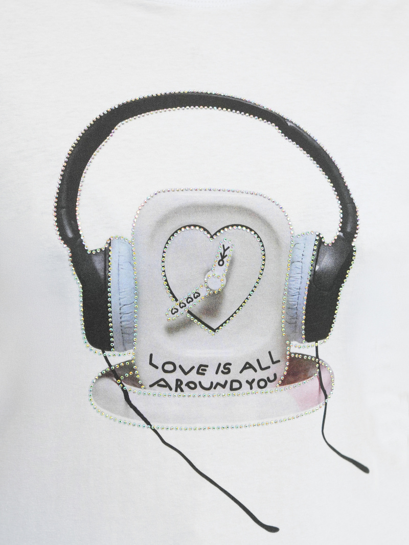 Camiseta de mujer blanco-negra OZONEE DJ77806