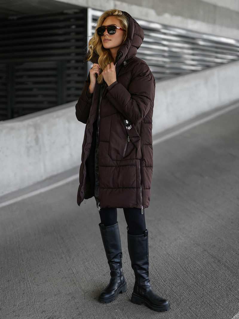 Chaqueta de mujer en chocolate OZONEE JS/16M9302/158