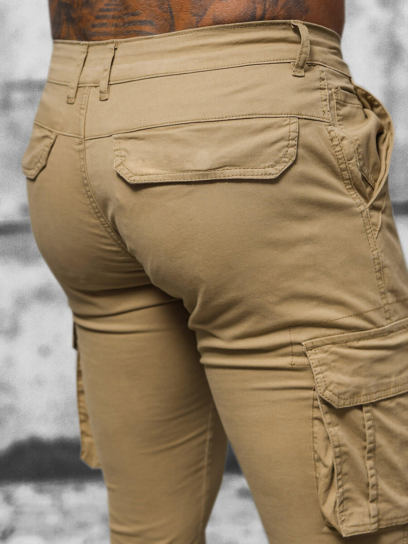 Pantalón chino jogger de hombre beige OZONEE NB/MP0202K