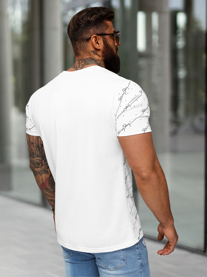 Camiseta de hombre blanco OZONEE O/QQ1323