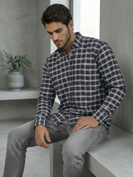 Camisa de hombre azul marino OZONEE V/V173Z