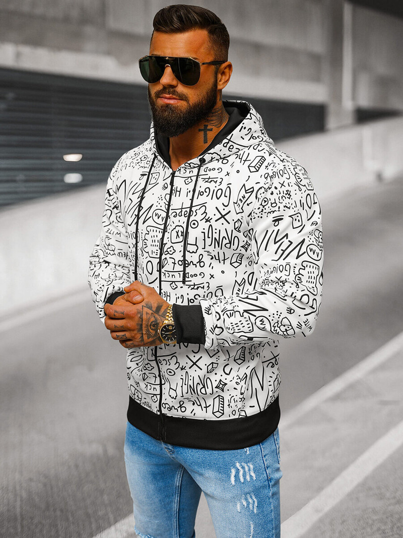 Sudadera de hombre blanca OZONEE JS/8B1182/1