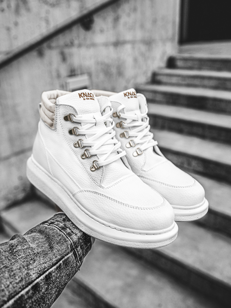 Sneakers altas de hombre blancos OZONEE KN/504