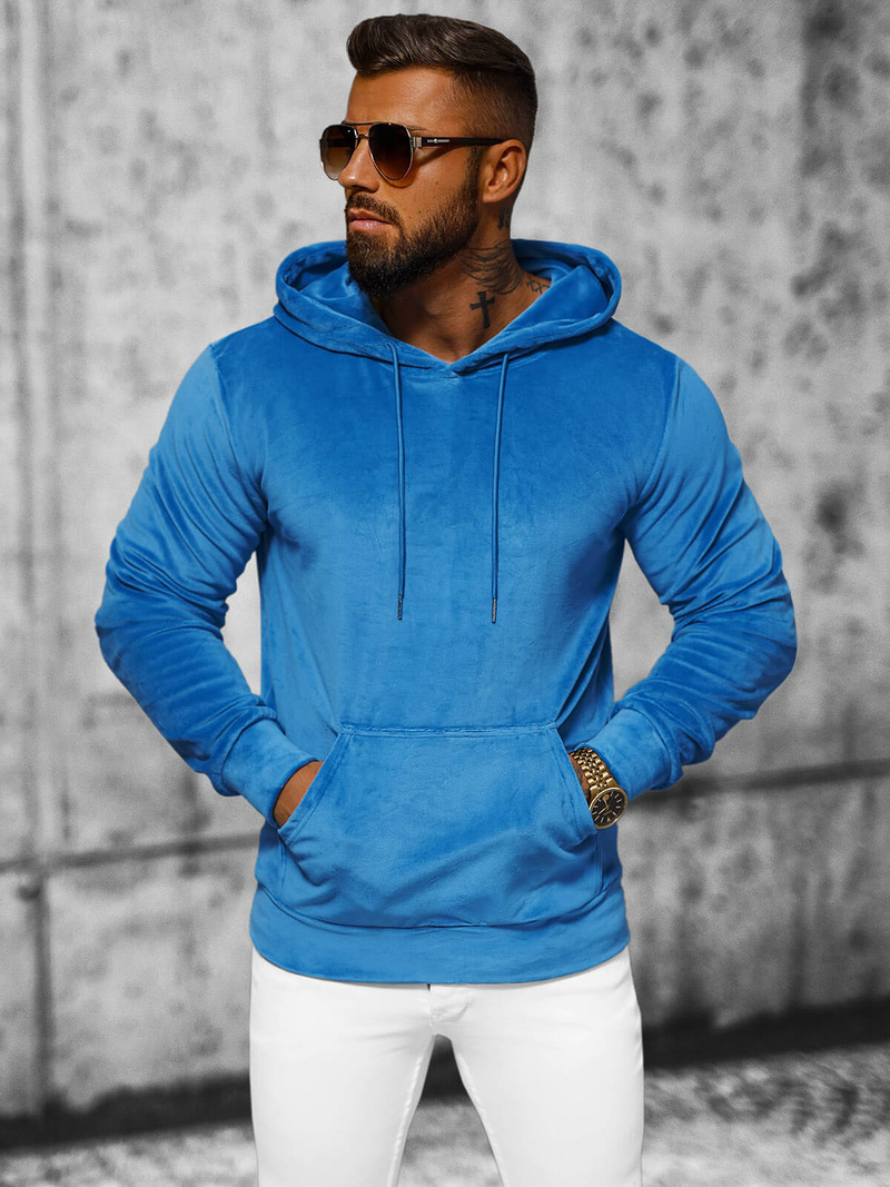 Sudadera velour de hombre azul OZONEE JS/8B1170/17