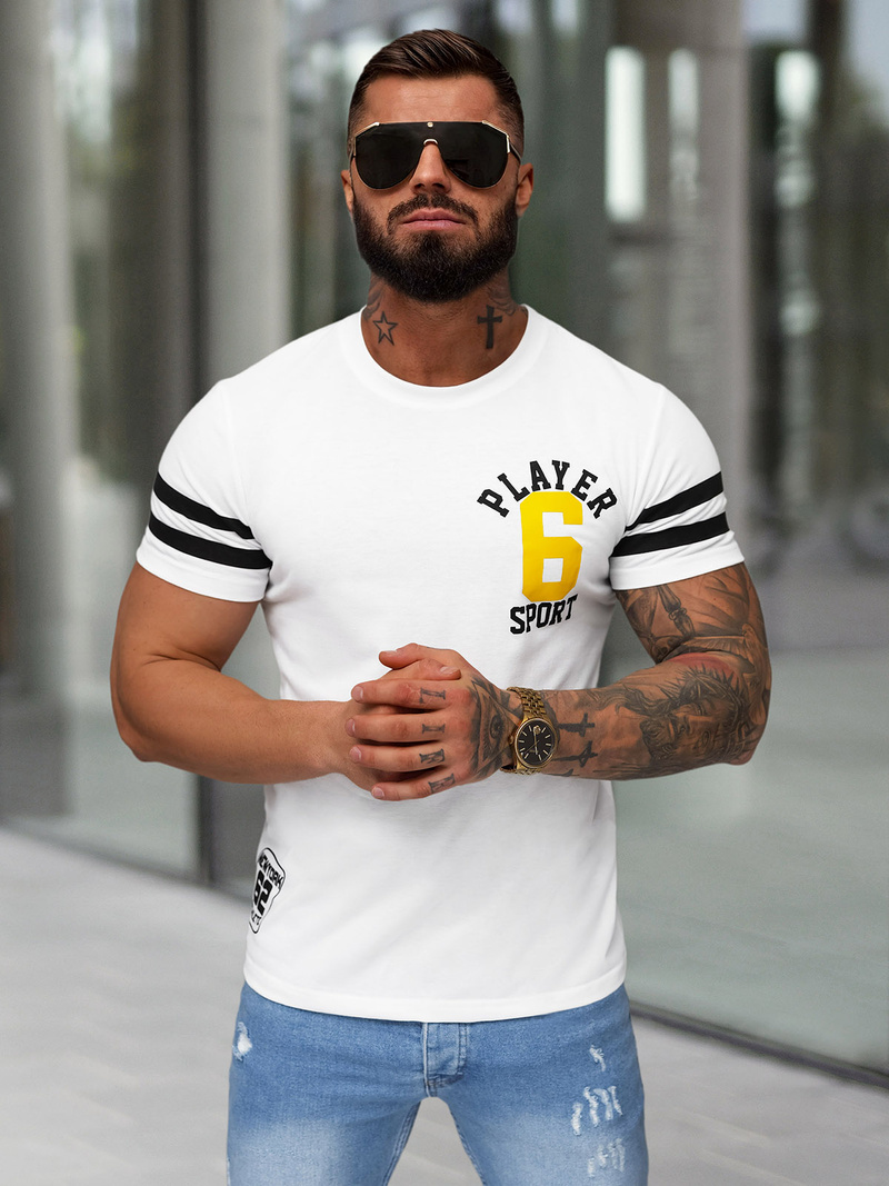 Camiseta de hombre blanco OZONEE JS/8B1391/1