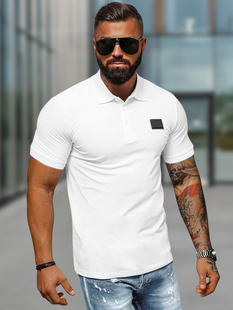 Polo de hombre blanca OZONEE NB/MT3018Z