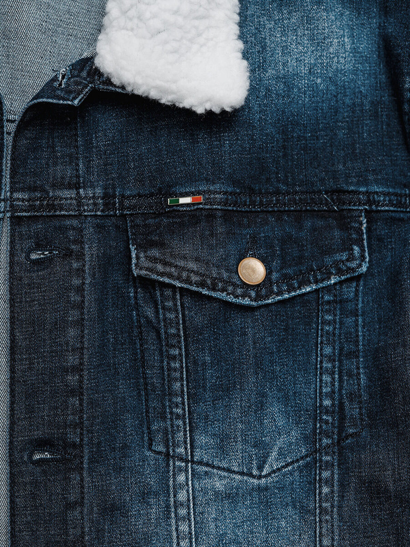 Chaqueta vaquera de hombre sherpa azul oscuro OZONEE NB/MJ516BSZ