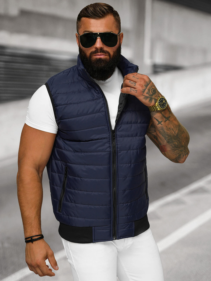Chaleco de hombre azul marino OZONEE JS/MY77Z