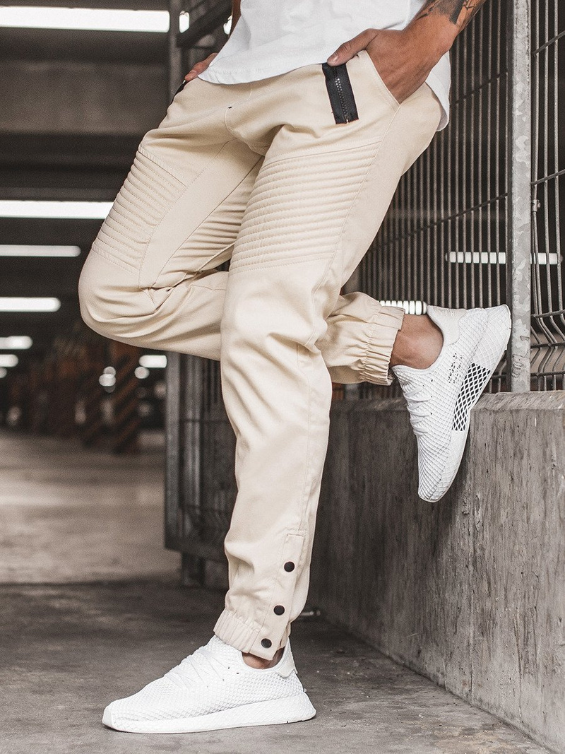 Pantalón chino jogger de hombre beige OZONEE A/0952