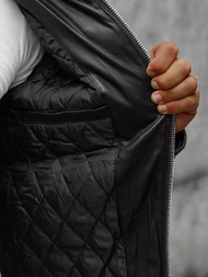 Chaqueta de cuero de hombre negra OZONEE JS/11Z8012