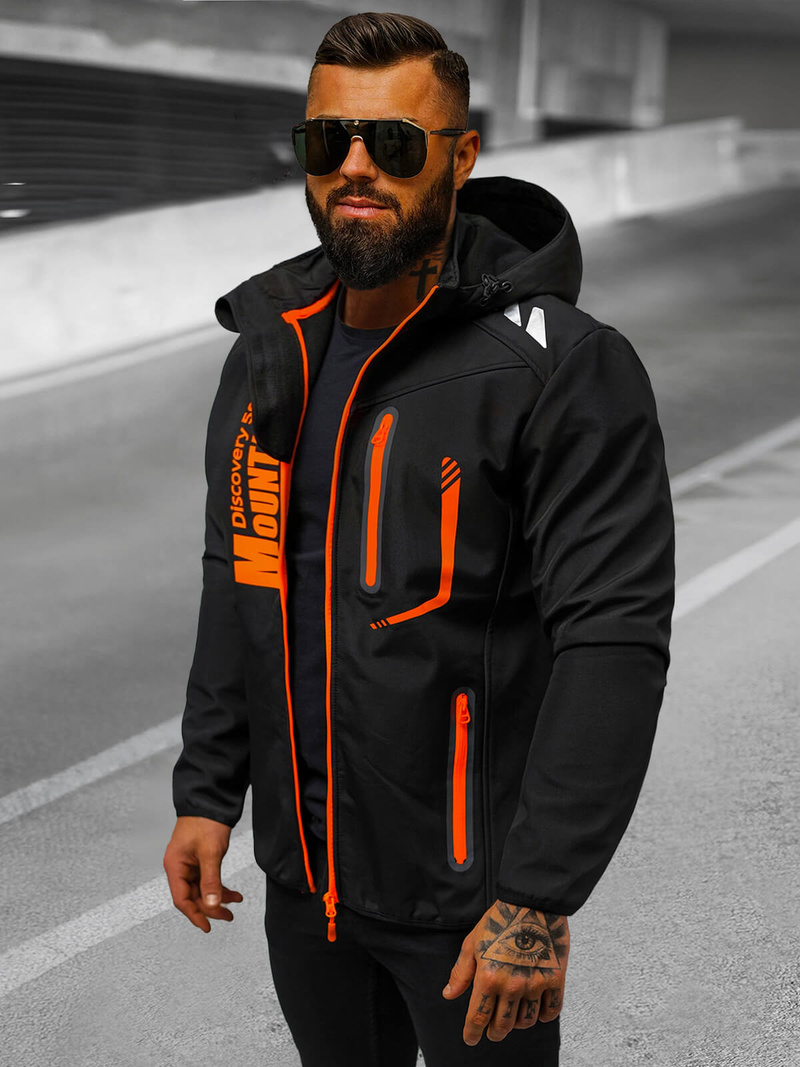 Chaqueta softshell de hombre negro y naranja OZONEE JS/HH026/1