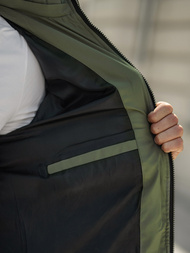 Chaqueta de invierno de hombre negro-verde OZONEE JS/31M5083/136