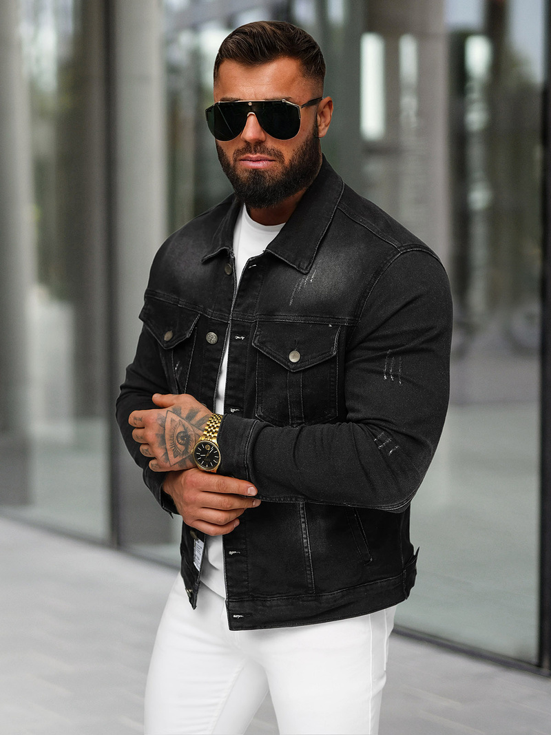 Chaqueta vaquera de hombre negra OZONEE NB/MJ514N