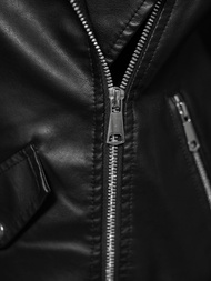 Chaqueta de cuero para mujer negra OZONEE JS/11Z8061