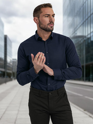 Camisa de hombre azul marino OZONEE V/V188