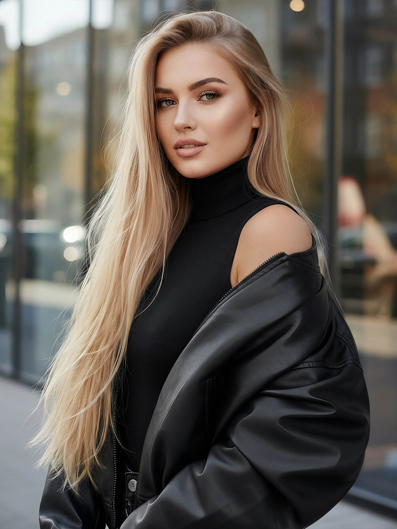 Chaqueta de cuero para mujer negra OZONEE JS/11Z8281