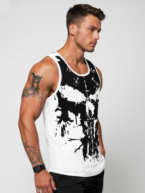 Camiseta sin mangas de hombre blanca OZONEE JS/8B1708/1