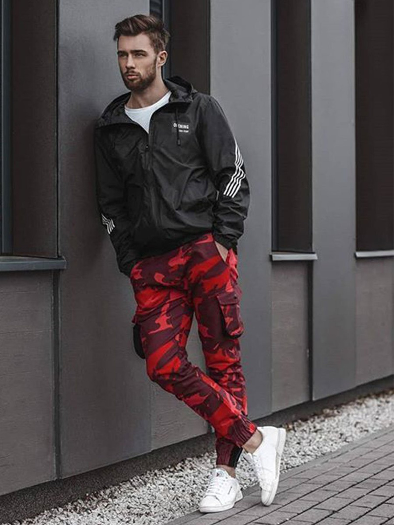 Pantalón jogger de hombre rojo-camuflaje OZONEE A/705