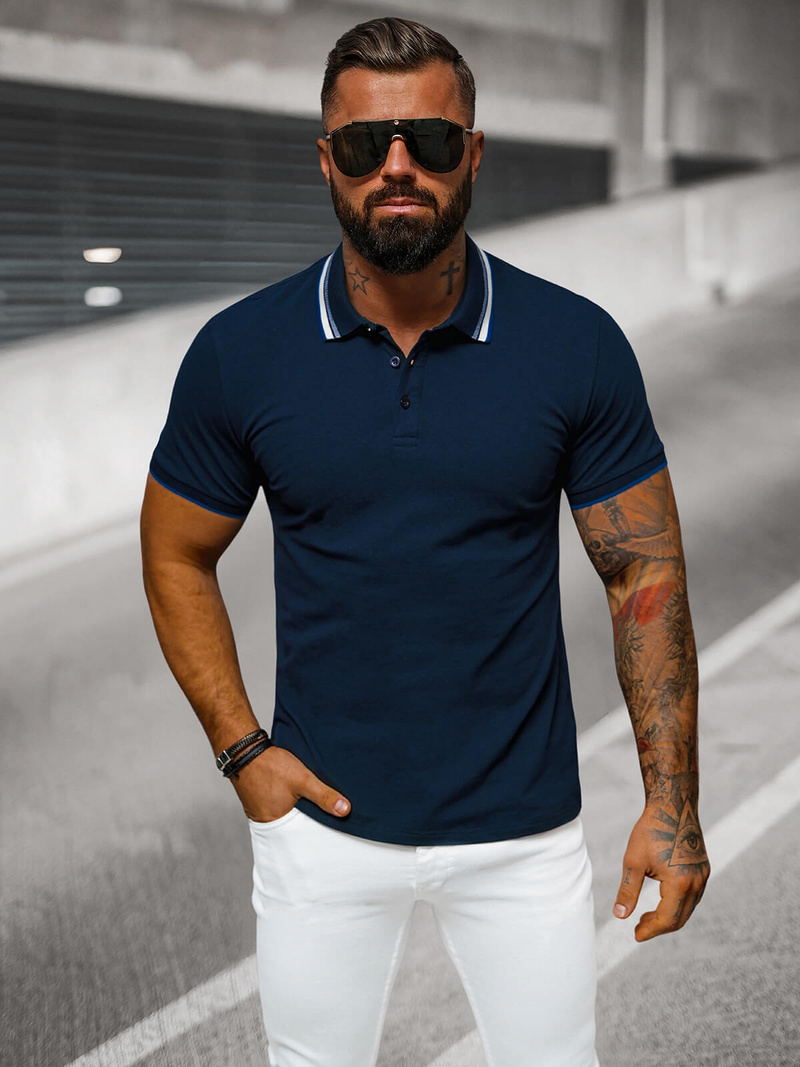 Polo de hombre azul marino OZONEE O/DA719