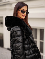 Abrigo de mujer negro OZONEE JS/5M3160/392Z