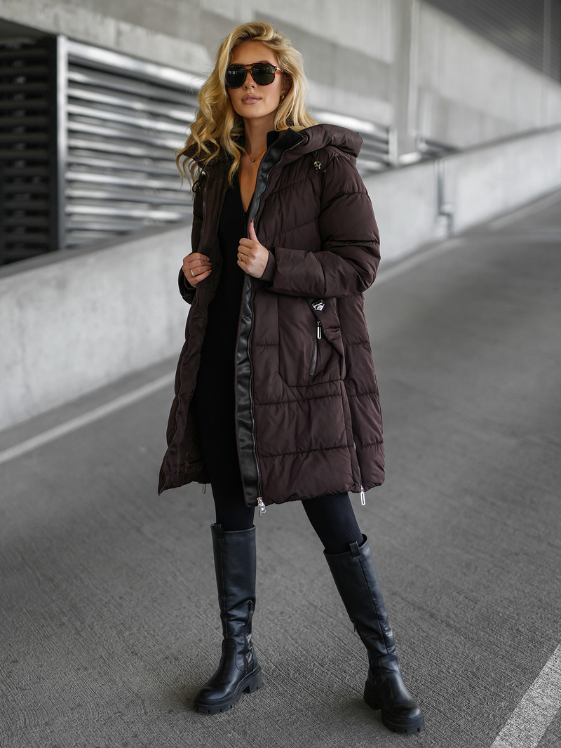 Chaqueta de mujer en chocolate OZONEE JS/16M9302/158
