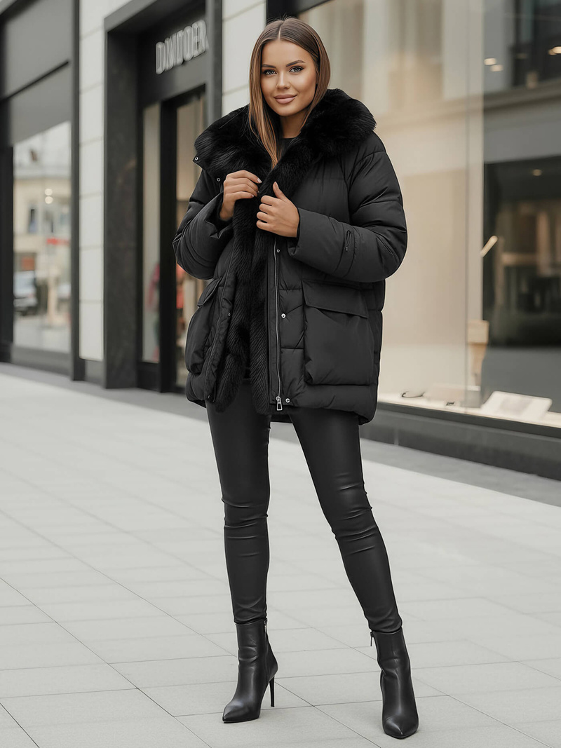 Chaqueta de mujer negra OZONEE JS/16M9185/392Z