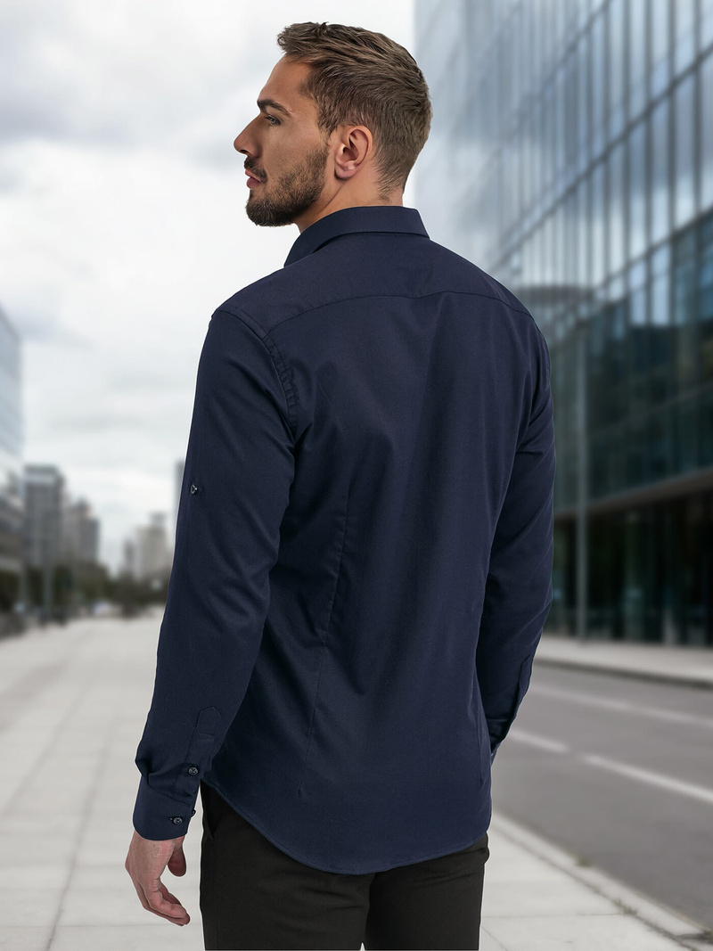 Camisa de hombre azul marino OZONEE V/V188