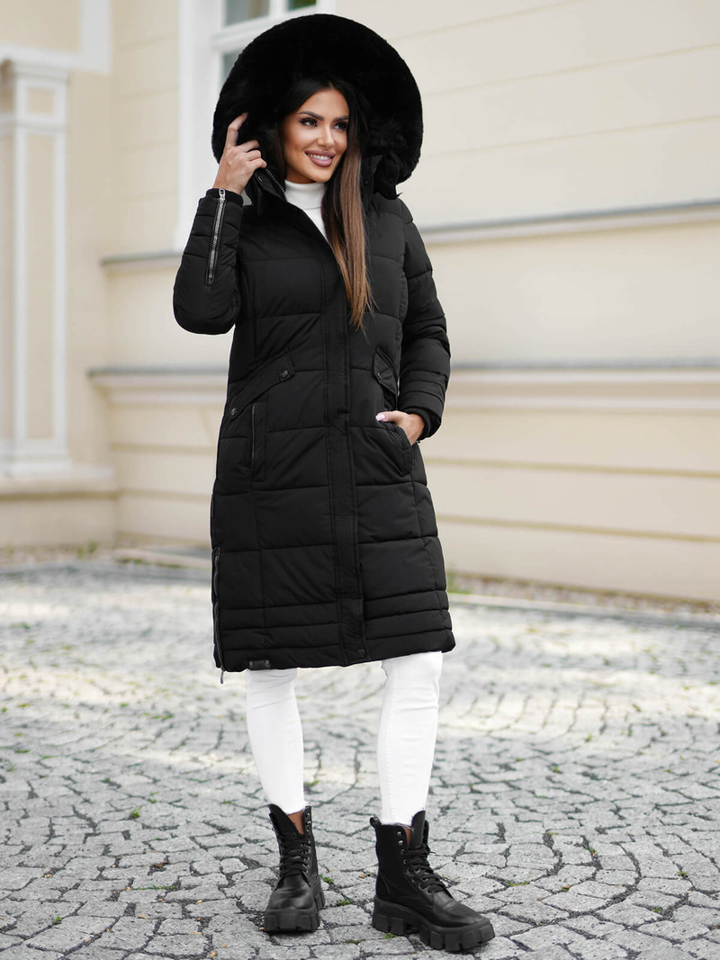 Chaqueta de mujer negra OZONEE O/W377Z