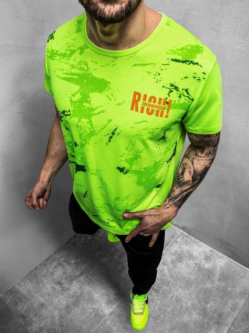 Camiseta de hombre verde OZONEE JS/KS1976Z