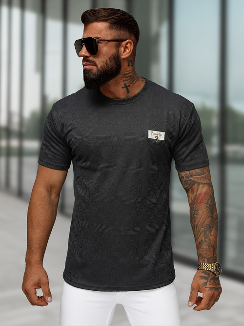 Camiseta de hombre negras OZONEE O/QQ1568