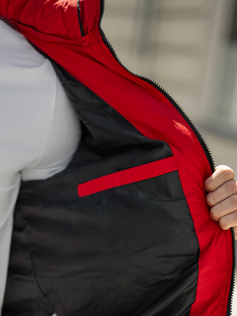 Chaqueta de invierno de hombre negra-roja OZONEE JS/31M5083/270